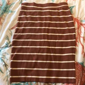 Mocha And White Stripped Stretchy Short Skirt